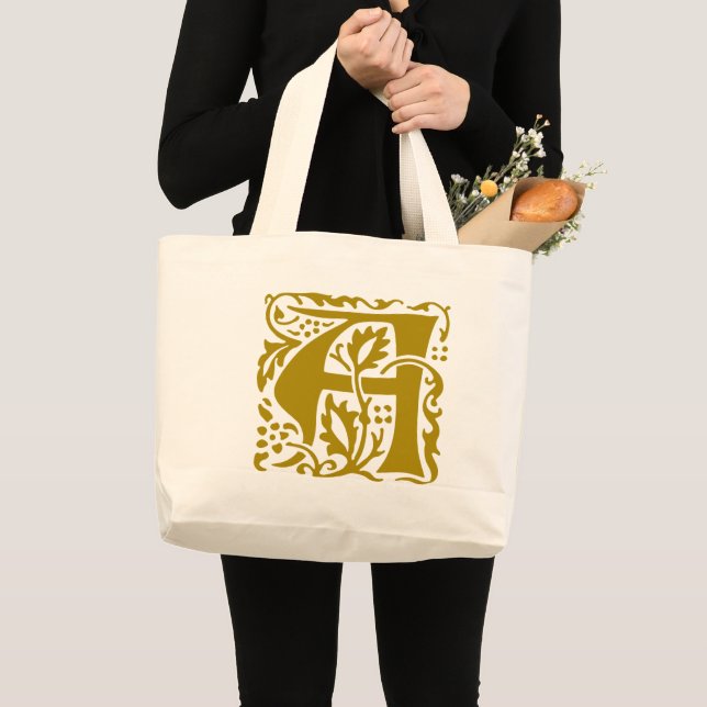 Bolso De Tela Gigante Artesanías de monograma amarillo William Morris Mu (Anverso (producto))