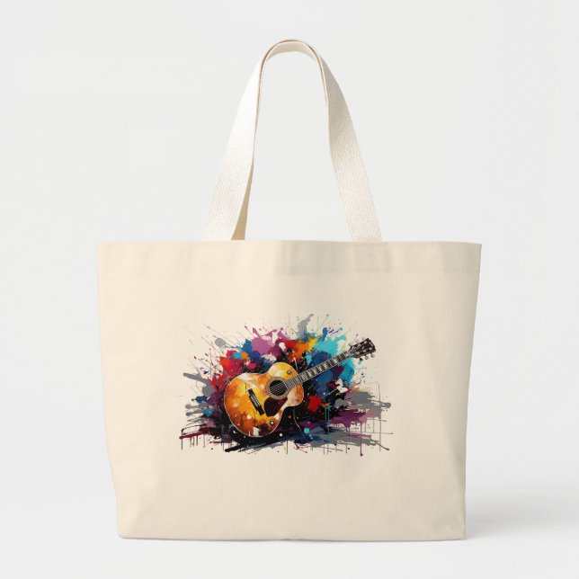 Bolso De Tela Gigante Artistic Abstract Guitar Music Lover's Art (Frente)