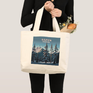 Bolso De Tela Gigante Aspen Colorado Trees Snow Mountains Retro