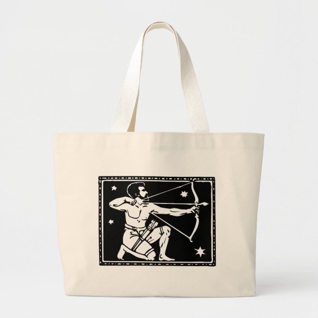 Bolso De Tela Gigante Astrología Zodiaca Antigua Sagittarius Totebag (Frente)