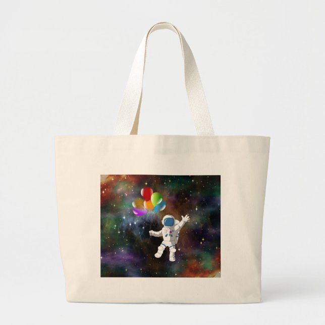 Bolso De Tela Gigante Astronauta con globos (Frente)