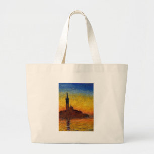 Bolso De Tela Gigante Atardecer de Monet Venecia Impresionismo Artístico