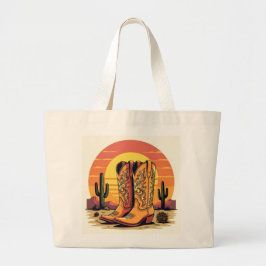 Bolso De Tela Gigante Atardecer de vaquera estética Vibraciones del oest