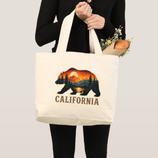 Bolso De Tela Gigante Atardecer del oso salvaje de California
