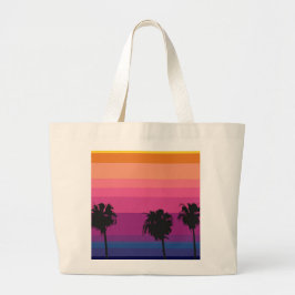 Bolso De Tela Gigante Atardecer tropical con palmeras