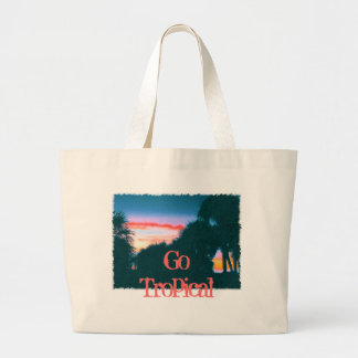 Bolso De Tela Gigante Atardecer tropical y palmeras