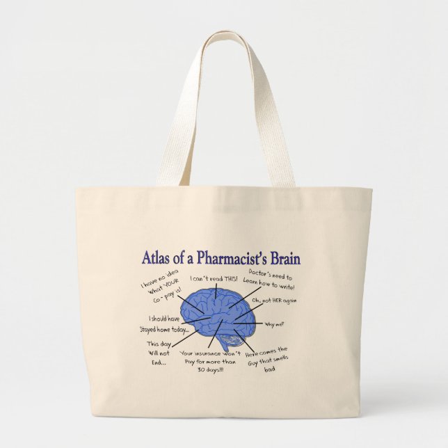 Bolso De Tela Gigante Atlas de un farmacéutico Cerebro-Hilarante (Frente)