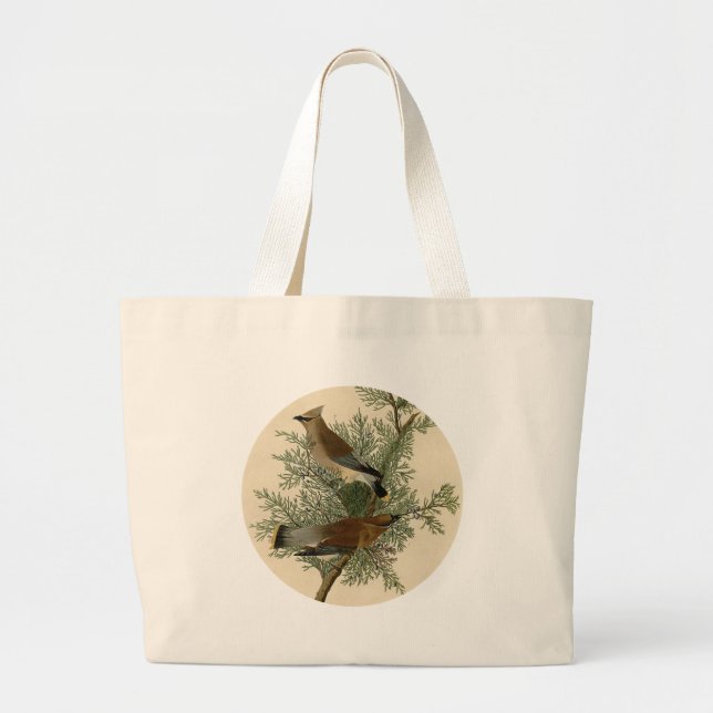 Bolso De Tela Gigante Audubon Cedar Waxwing Bird (Frente)