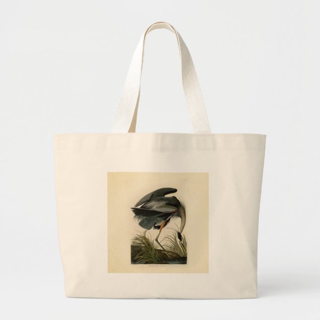 Bolso De Tela Gigante Audubon Great Blue Heron Marsh Bird (Frente)