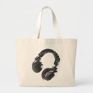 Bolso De Tela Gigante auriculares con DJ de música negra