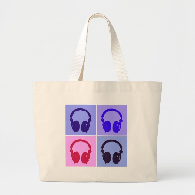 Bolso De Tela Gigante Auriculares de arte pop (Frente)