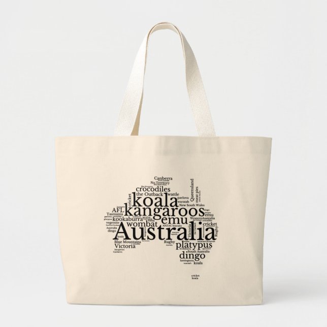 Bolso De Tela Gigante Australia Mapa de arte de Word (Frente)