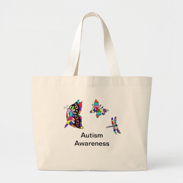 Bolso De Tela Gigante Autism Awareness butflies Tote Bag (Frente)