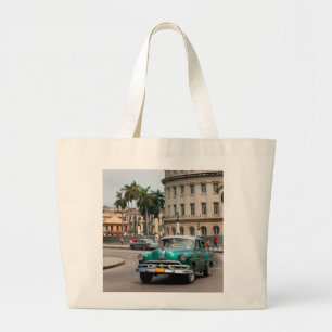 Bolso De Tela Gigante Automóviles retro en la calle La Habana