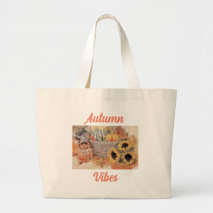 Bolso De Tela Gigante Autum Vibes Caídas Calabazas de otoño acuarela