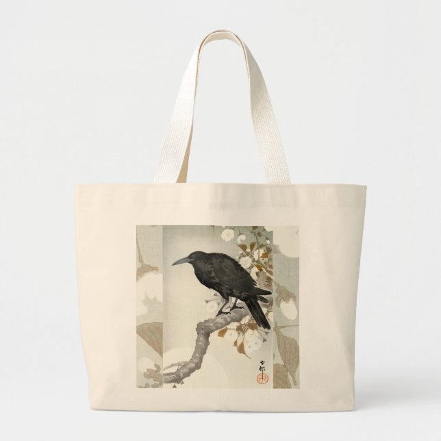 Bolso De Tela Gigante Ave japonesa Crow Raven Koson (Frente)