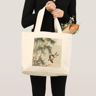 Bolso De Tela Gigante Aves Bambú Vintage asiático japonés