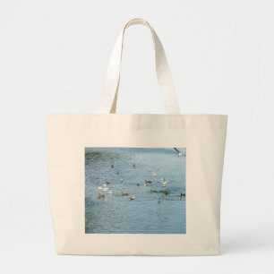 Bolso De Tela Gigante Aves En El Río De Verano