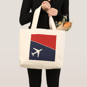 Bolso De Tela Gigante Aviación piloto de aviones Funky White