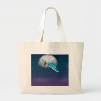 Bolso De Tela Gigante Avión delante de la Luna