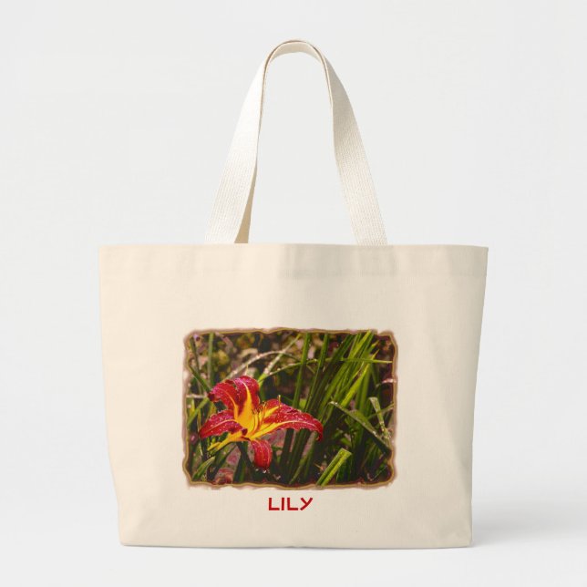 Bolso De Tela Gigante Ayer Lily Después De La Lluvia (Frente)