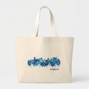 Bolso De Tela Gigante Azul aéreo de Pakistán de Karachi