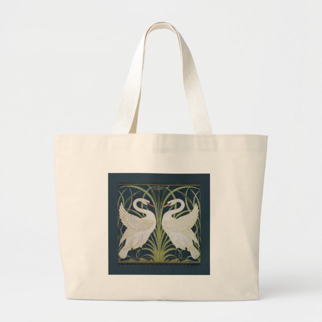 Bolso De Tela Gigante Azul cisne blanco (Frente)