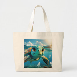 Bolso De Tela Gigante Azul la llamada ecológica de la tortuga - Tote con