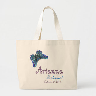 Bolso De Tela Gigante Azul púrpura de la mariposa de la dama de honor