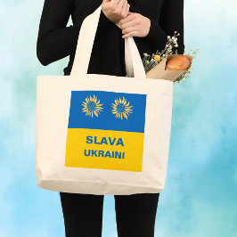 Bolso De Tela Gigante Azul Real Oro "Slava Ukraini" Apoyo a Ucrania