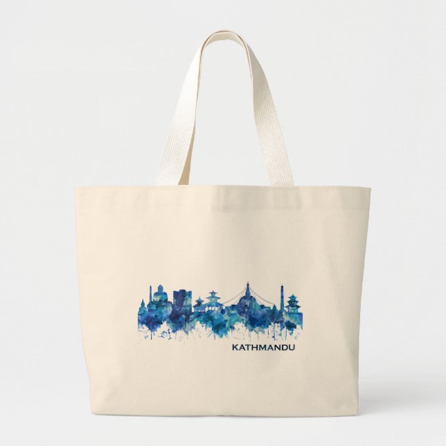 Bolso De Tela Gigante Azul Skyline de Katmandú (Frente)
