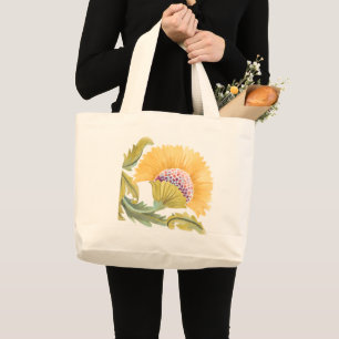 Bolso De Tela Gigante Azulejos florales de abadía - Amarillo