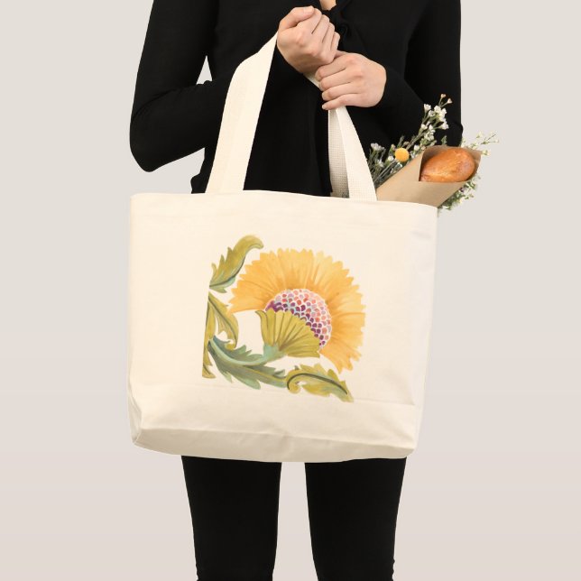 Bolso De Tela Gigante Azulejos florales de abadía - Amarillo (Anverso (producto))