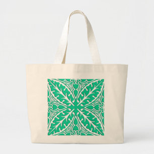 Bolso De Tela Gigante Azulejos marroquíes - turquesa y blanco
