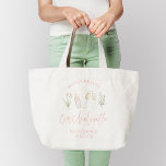 Bolso De Tela Gigante Bachelorette de color de agua floral de cóctel ros<br><div class="desc">Cóctel rosa giratorio acuático floral bachelorette fiesta de fin de semana favorece a los totes.</div>