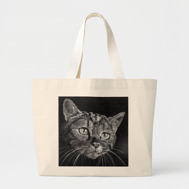 Bolso De Tela Gigante Bag Art Cat Face (Frente)