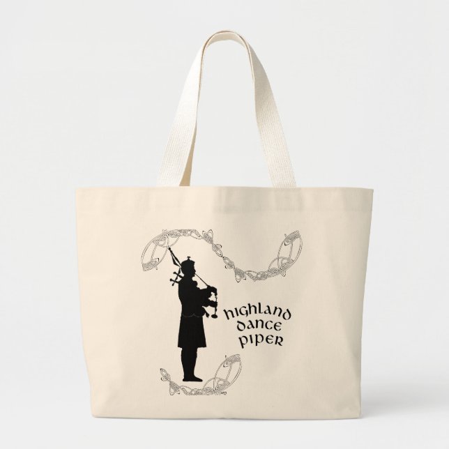 Bolso De Tela Gigante Bagpiper Silhouette (Frente)