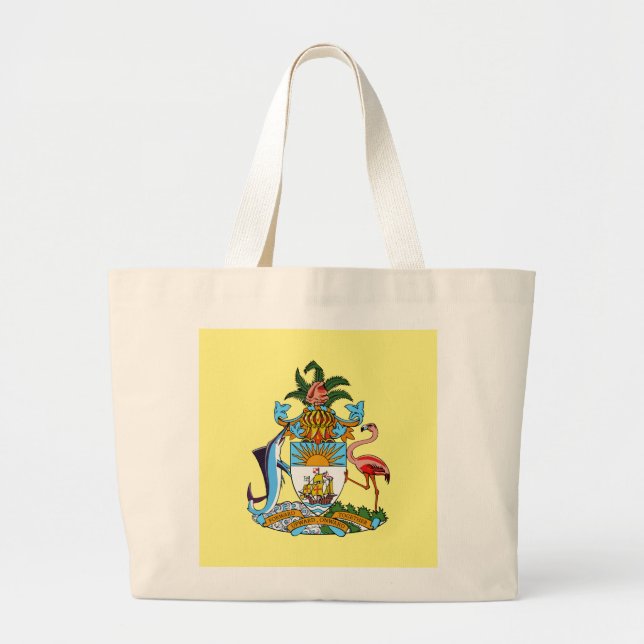 Bolso De Tela Gigante Bahamas con escudo de armas (paraíso caribeño) (Frente)