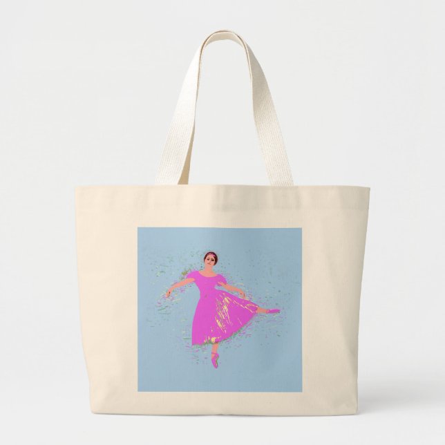 Bolso De Tela Gigante Bailarina bailarina Magenta Vestido Rosa (Frente)