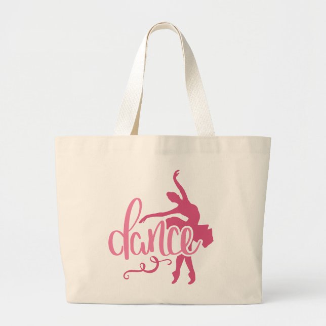 Bolso De Tela Gigante Baile de ballet rosado Ballerina Silhouette (Frente)