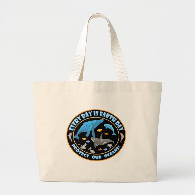 Bolso De Tela Gigante Ballenas y delfines (Frente)