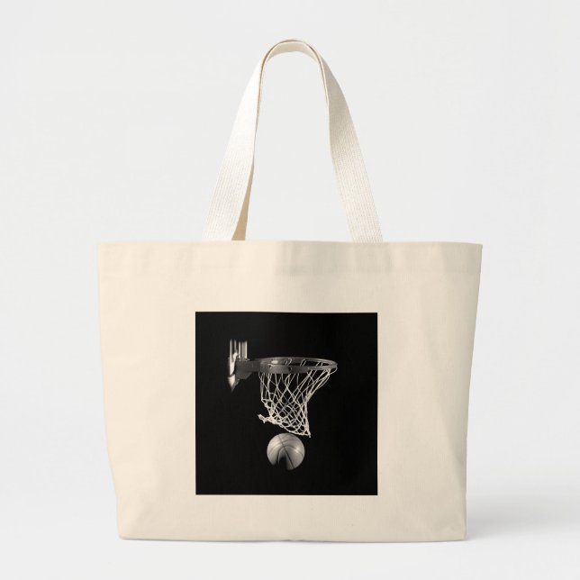 Bolso De Tela Gigante Baloncesto blanco y negro (Frente)