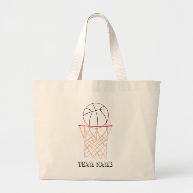 Bolso De Tela Gigante Baloncesto Borde de dibujos (Frente)