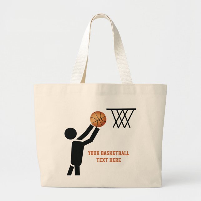 Bolso De Tela Gigante Baloncesto con personalizado de baloncesto (Frente)
