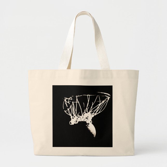Bolso De Tela Gigante Baloncesto de arte pop blanco negro (Frente)