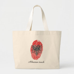Bolso De Tela Gigante Bandera albanesa de la huella dactilar del tacto