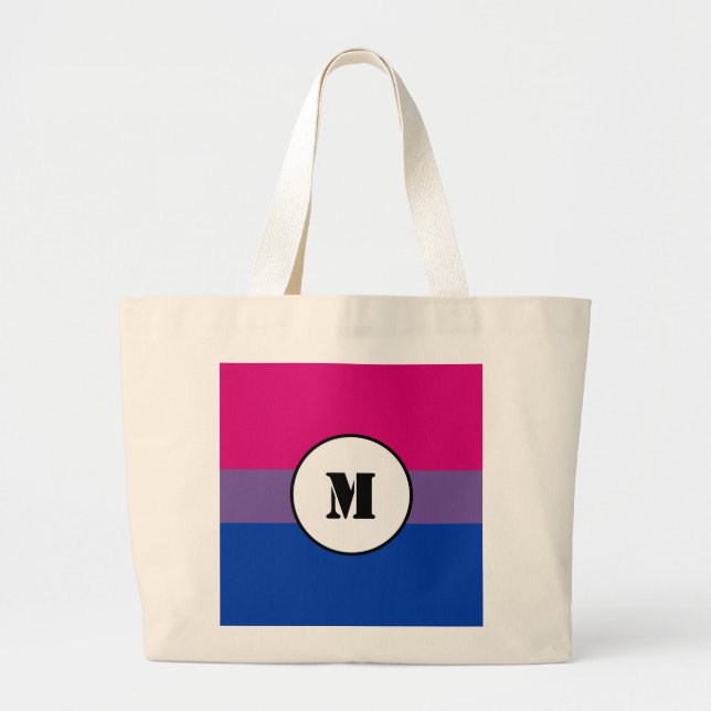 Bolso De Tela Gigante Bandera de bisexualidad personalizado Drawstring (Frente)