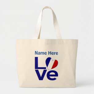 Bolso De Tela Gigante Bandera de Francia Rosa Personalizada