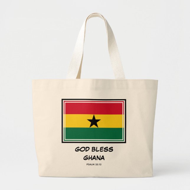 Bolso De Tela Gigante BANDERA DE GHANA | Dios bendiga | Patriótico | Gha (Frente)