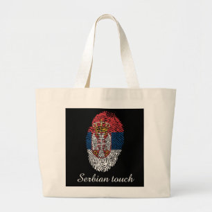 Bolso De Tela Gigante Bandera de huellas dactilares de Serbia